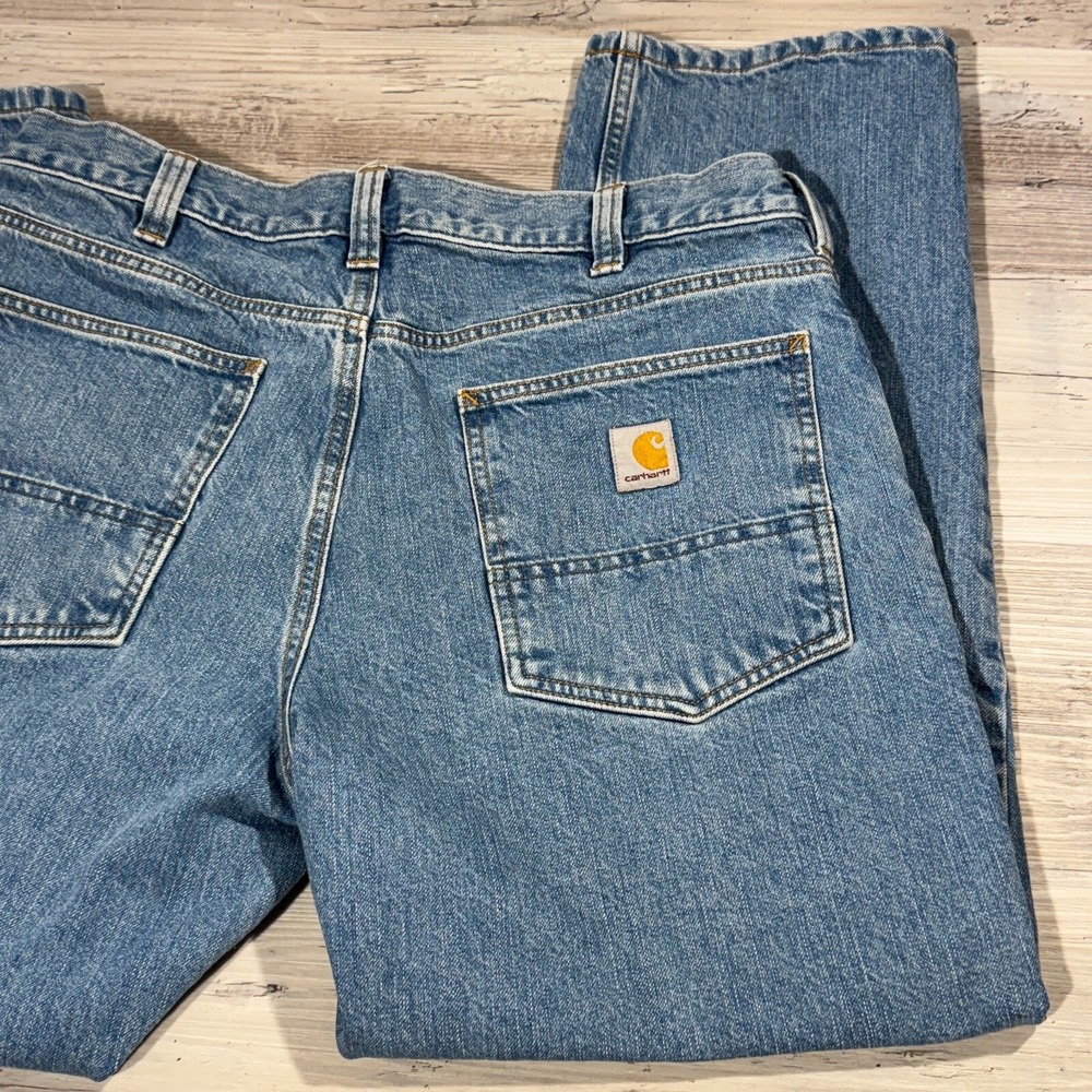 Men's Carhartt BD5119-M Relaxed Fit Jeans 35x28 (Actual 34x26.75) Blue Denim